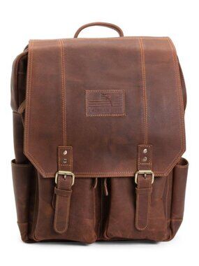 AMERICAN BISON Leather Flapover Backpack